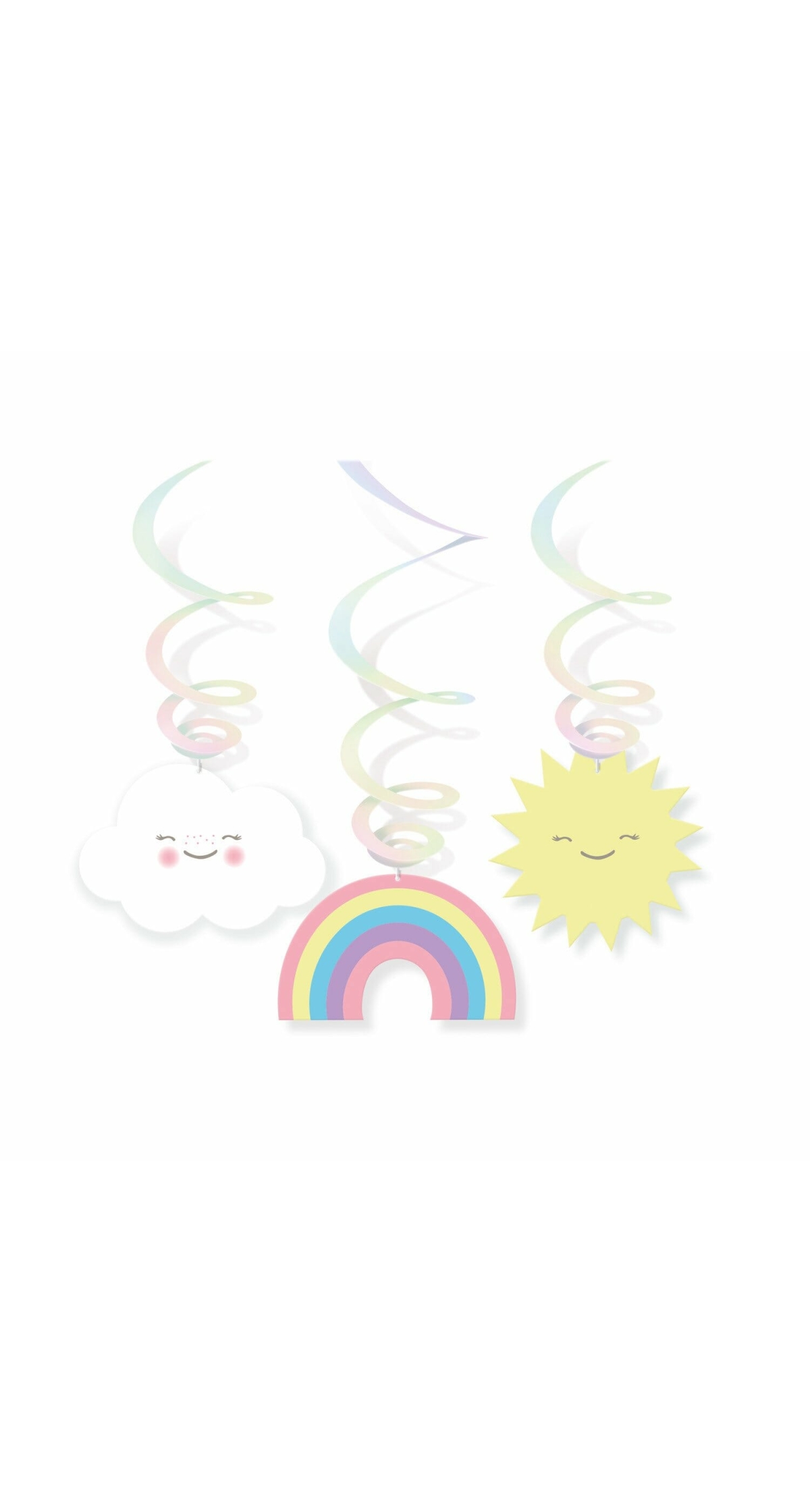 Rainbow & Cloud Swirl Party Decorations - 6pk