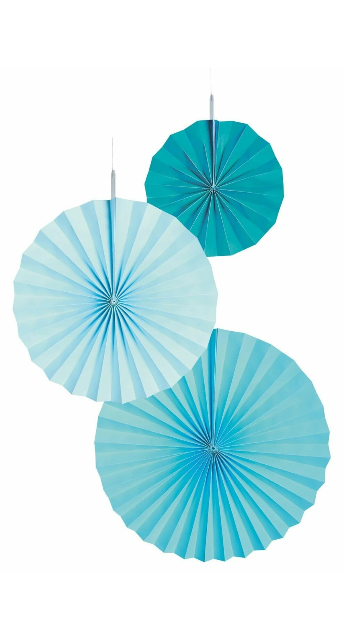 Fan Decorations Aqua Glamor Paper 18 cm / 30 cm / 38 cm - 3pk