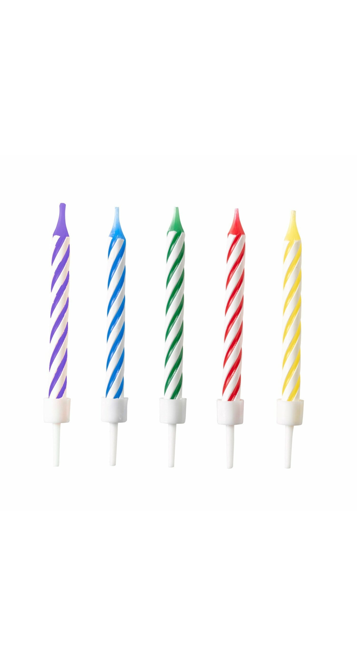 10 Spiral Candles Bright Rainbow Height 6.3 cm