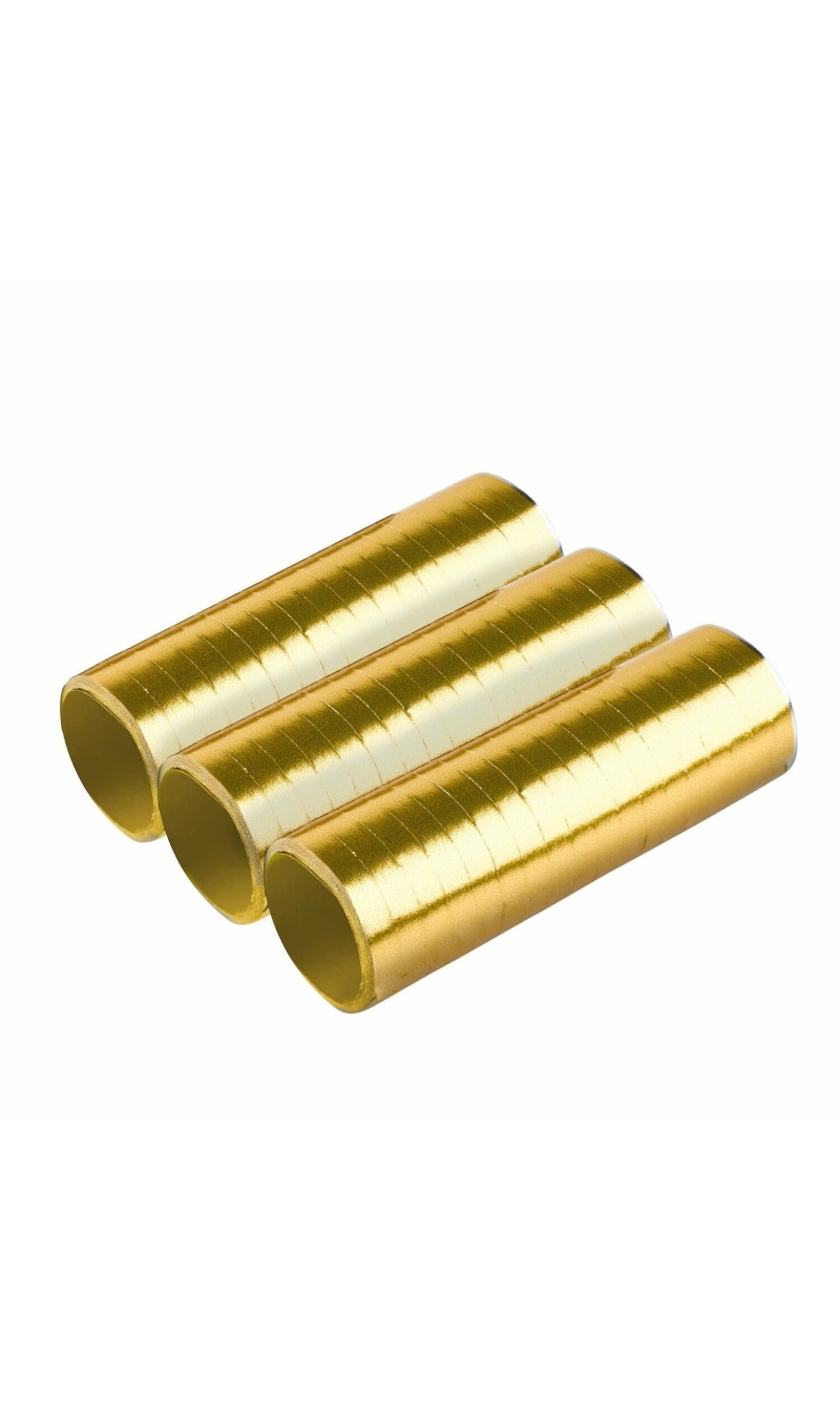 Gold Brush Metallic Streamers (0.7 x 400cm) - 3pk