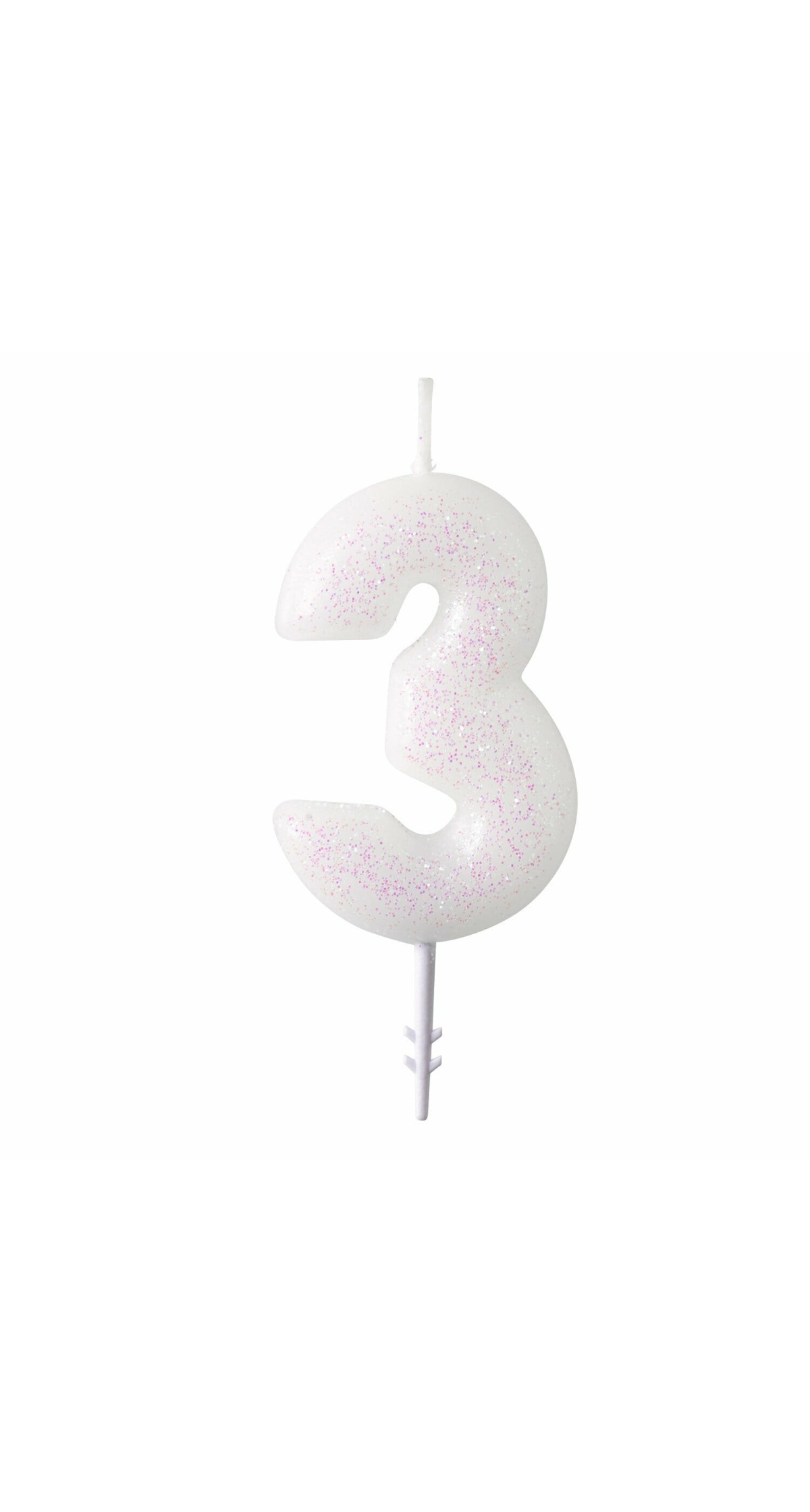 Numeral Candle 3 Glitter Height 6.5 cm