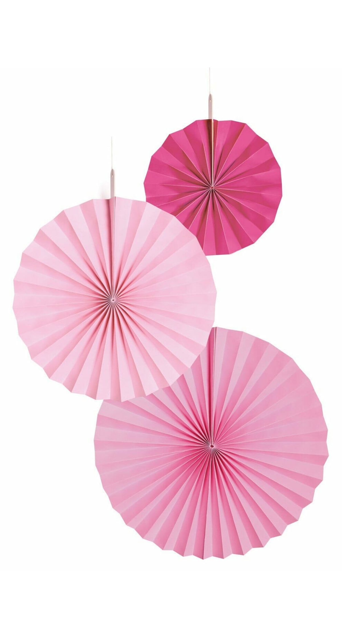 Fan Decorations Hot Pink Paper 18 cm / 30 cm / 38 cm - 3pk