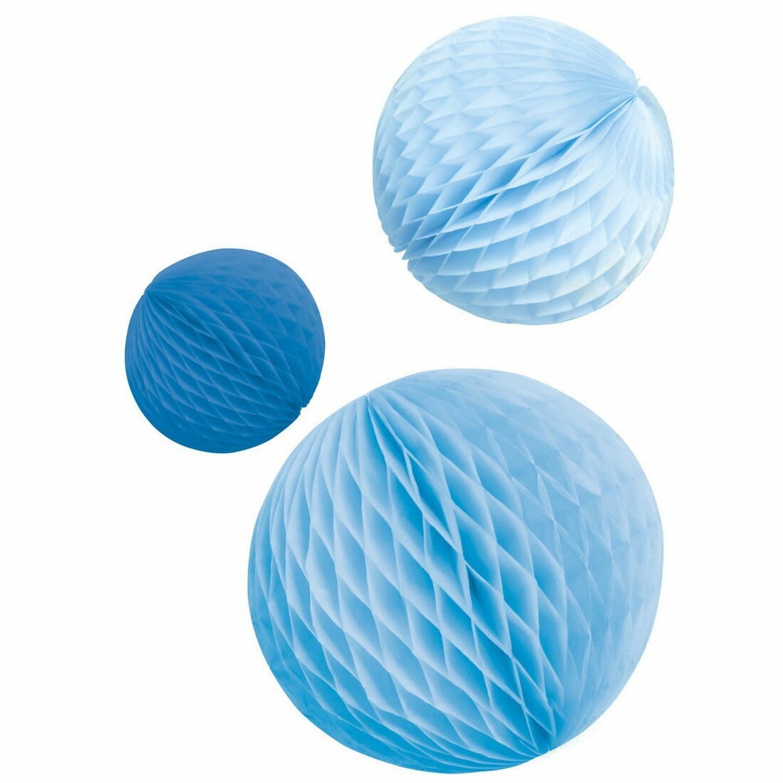 Honeycomb Decorations Sky Blue Paper 14 cm / 18 cm / 22 cm - 3pk