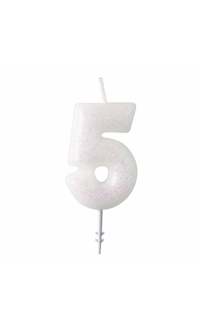 Numeral Candle 5 Glitter Height 6.5 cm