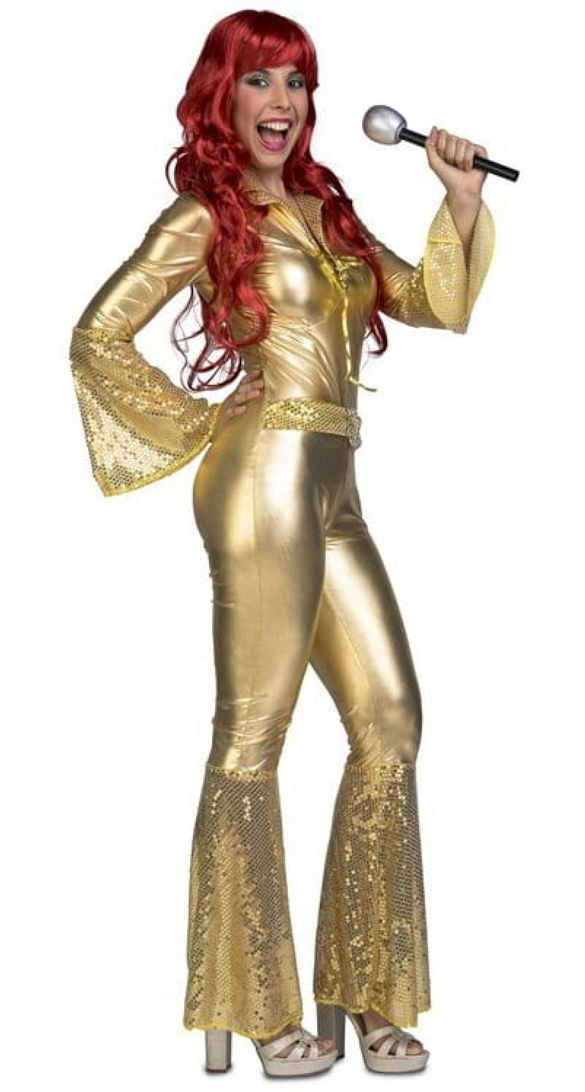 Disco Lady Gold Jumpsuit - Adult Size M/L