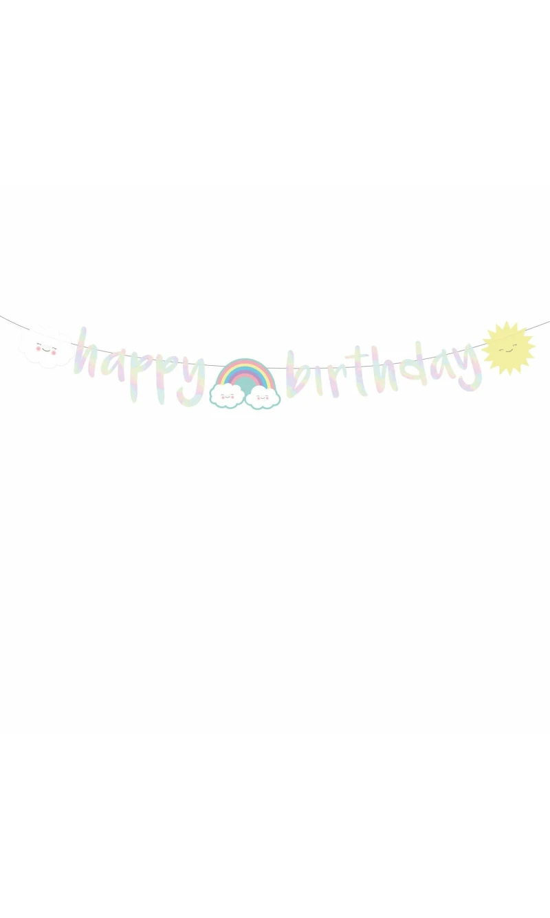 Rainbow & Cloud Happy Birthday Letter Banner 180cm - 1pk