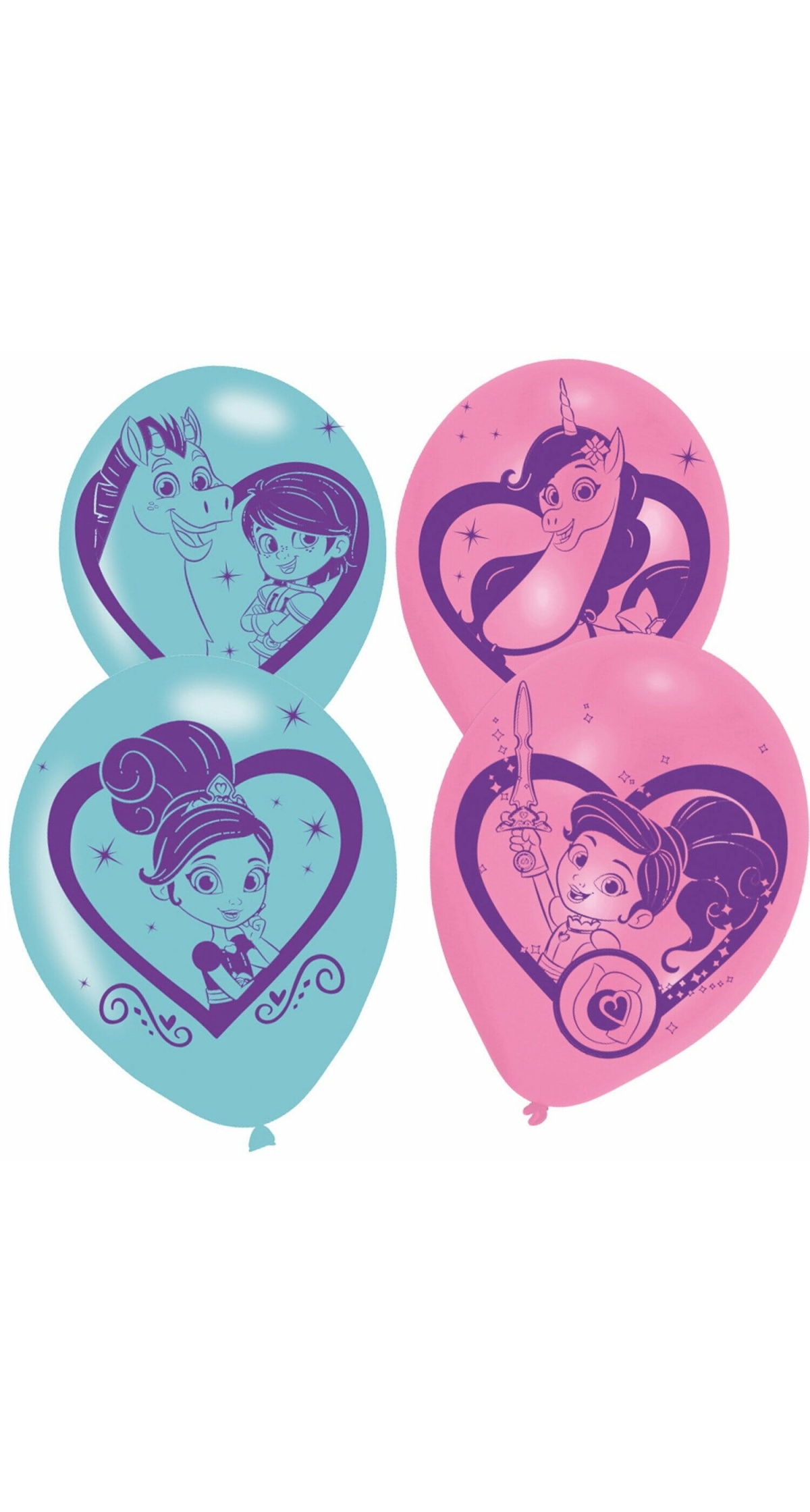 Nella The Princess Knight Sided Print Latex Balloons -  6pk