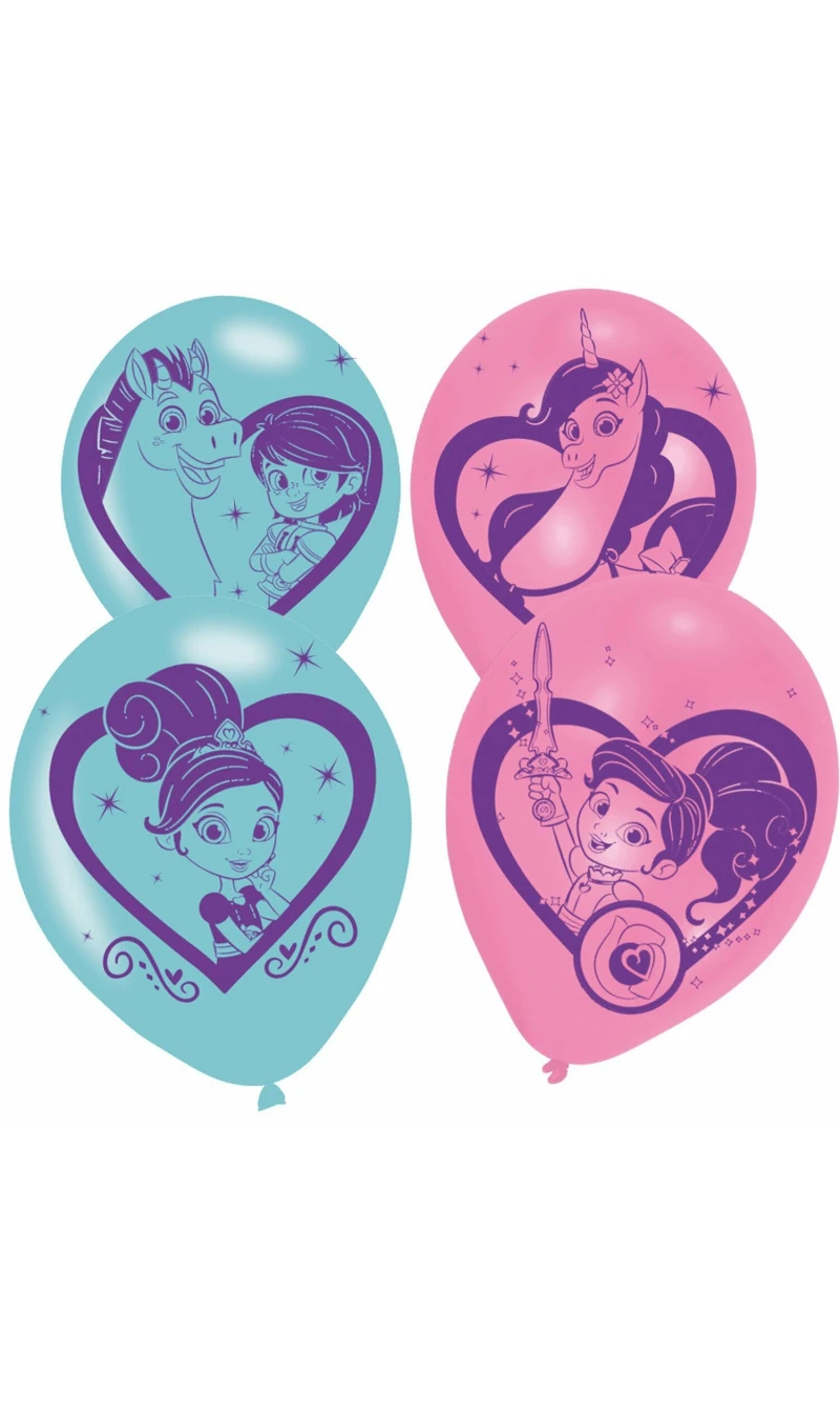 Nella The Princess Knight Sided Print Latex Balloons -  6pk