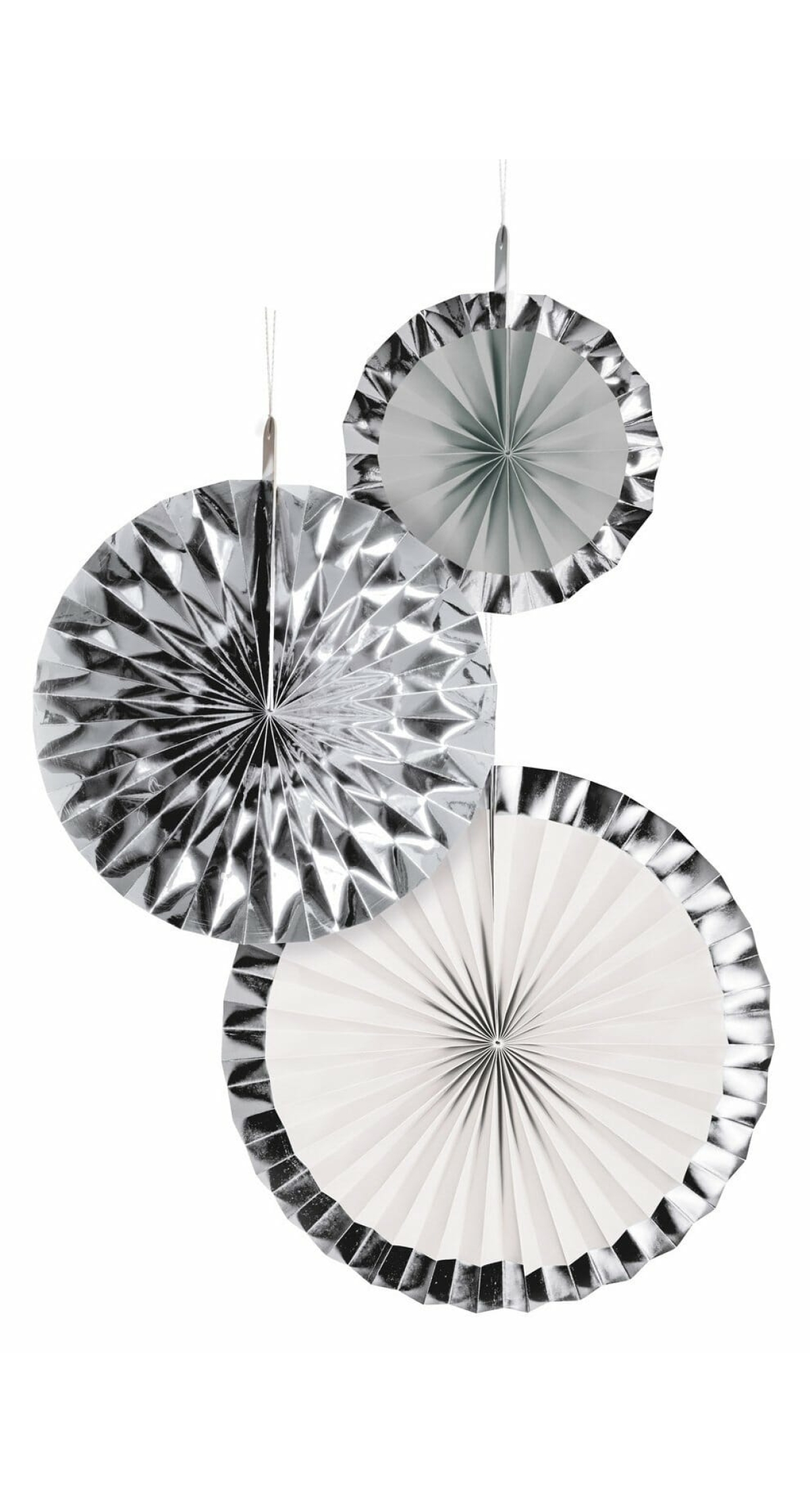 Fan Decorations Silver Dream Paper 18 cm / 30 cm / 38 cm - 3pk