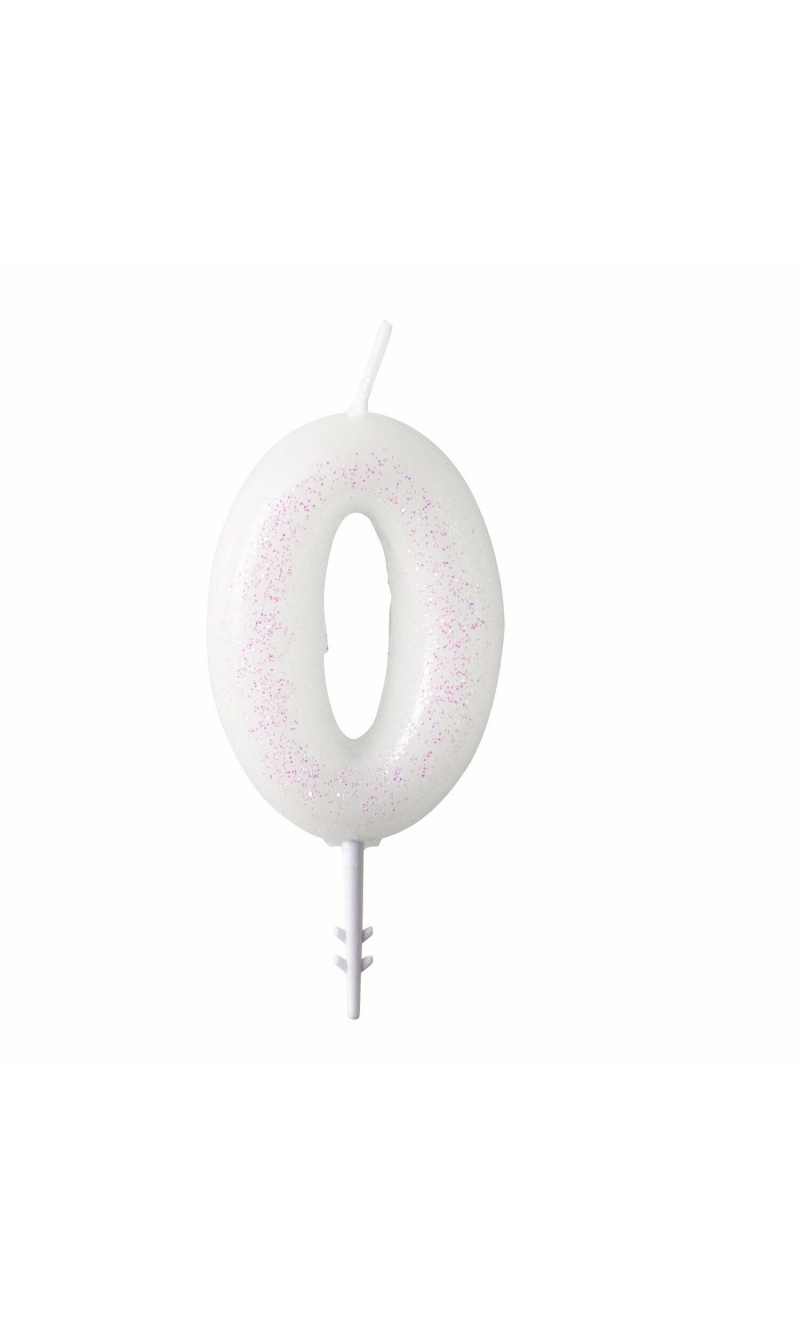 Numeral Candle 0 Glitter Height 6.5 cm