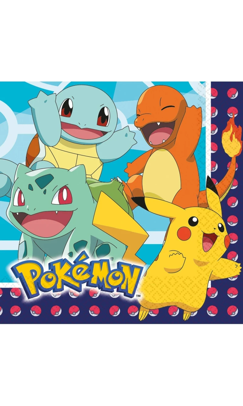 Pokemon Lunch Napkins 33cm x 33cm - 16pk