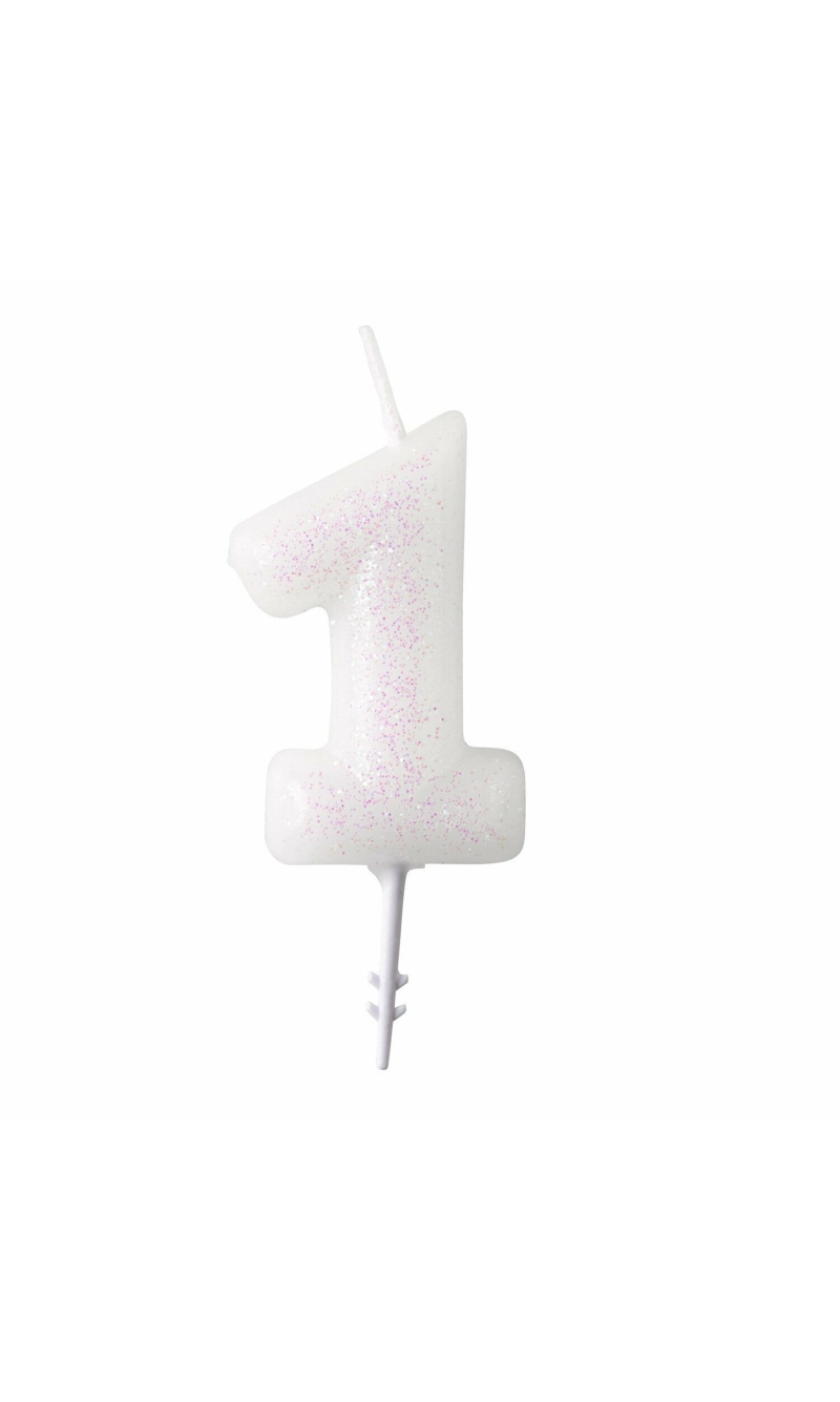 Numeral Candle 1 Glitter Height 6.5 cm