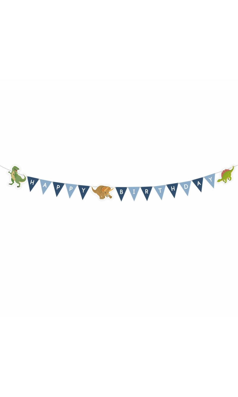 Happy Dinosaur Happy Birthday Bunting Flag Banner - 1.80m