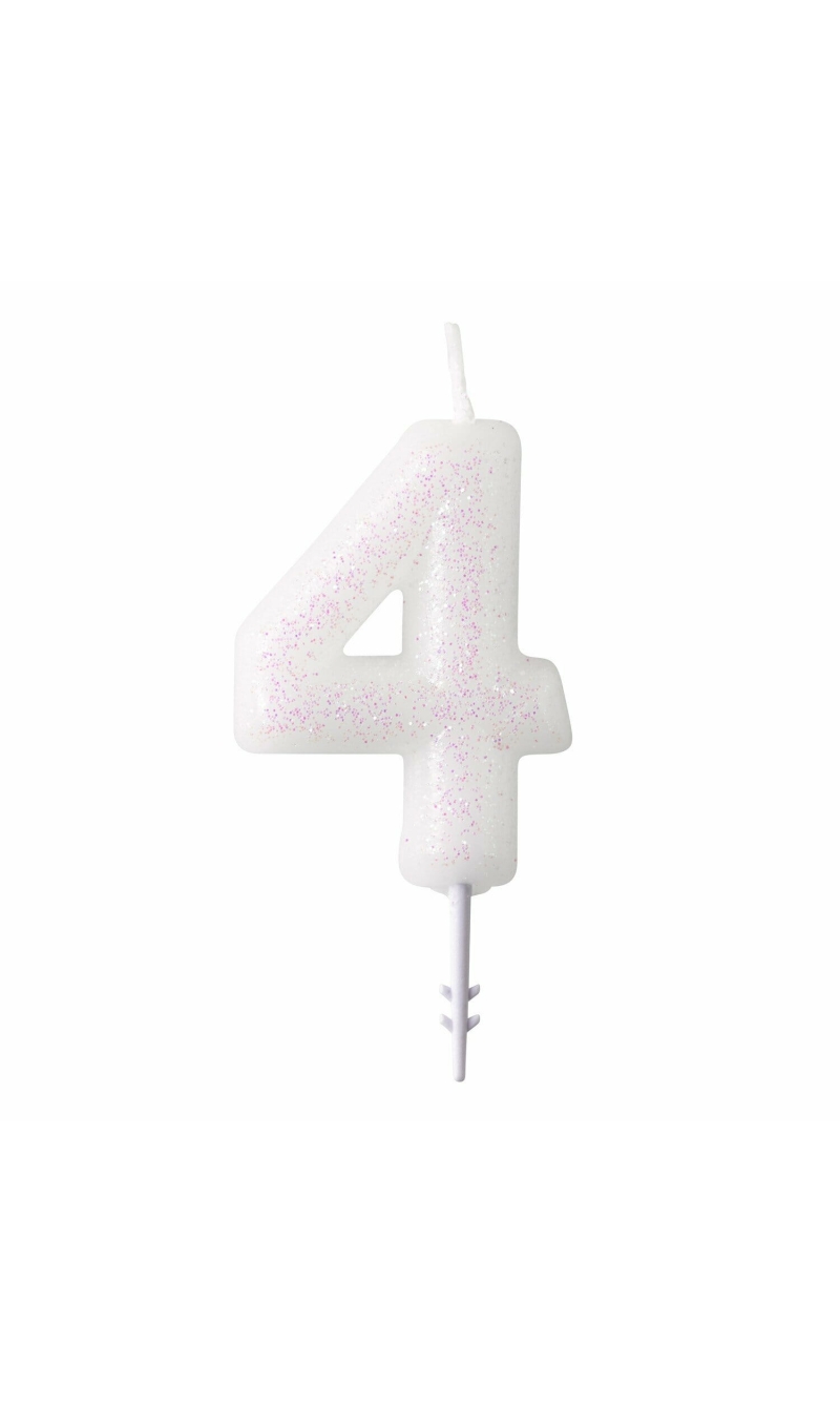 Numeral Candle 4 Glitter Height 6.5 cm