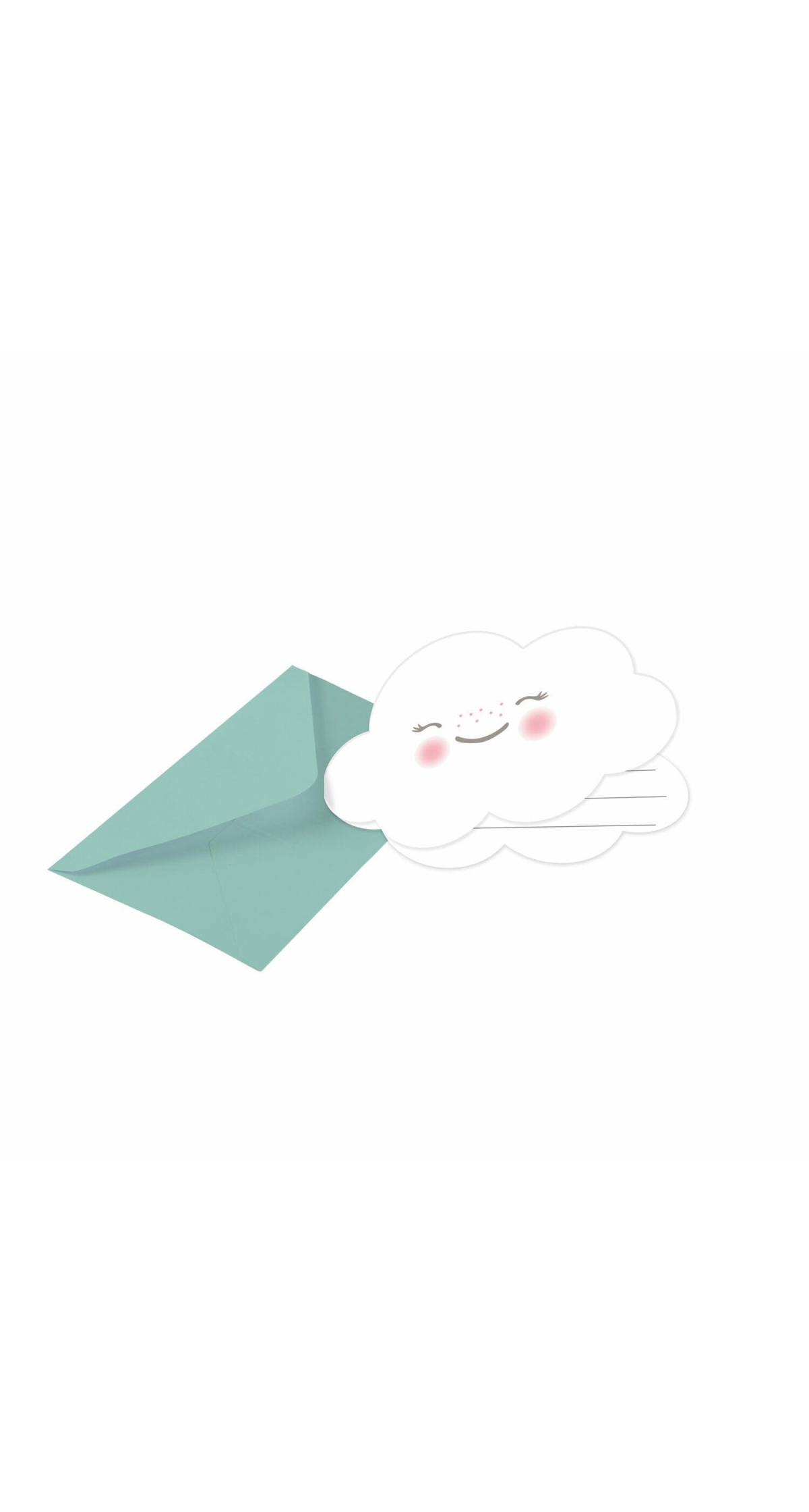 Rainbow & Cloud Party Invitations &  Envelopes - 8pk