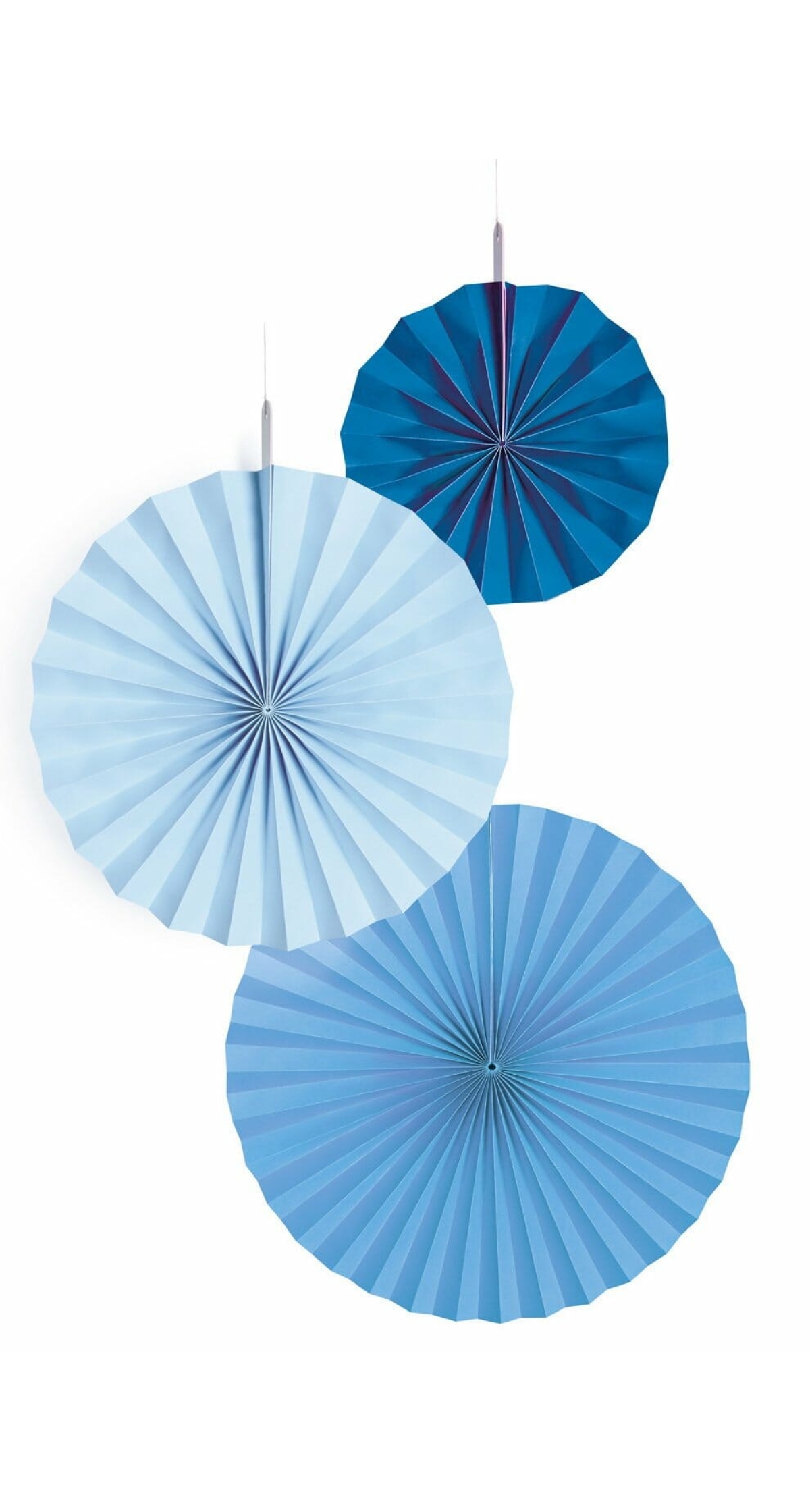 Fan Decorations Sky Blue Paper 18 cm / 30 cm / 38 cm - 3pk