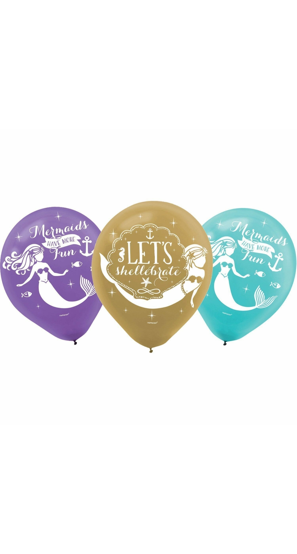 Mermaid Wishes 27.5cm/11" Latex Balloons - 6pk
