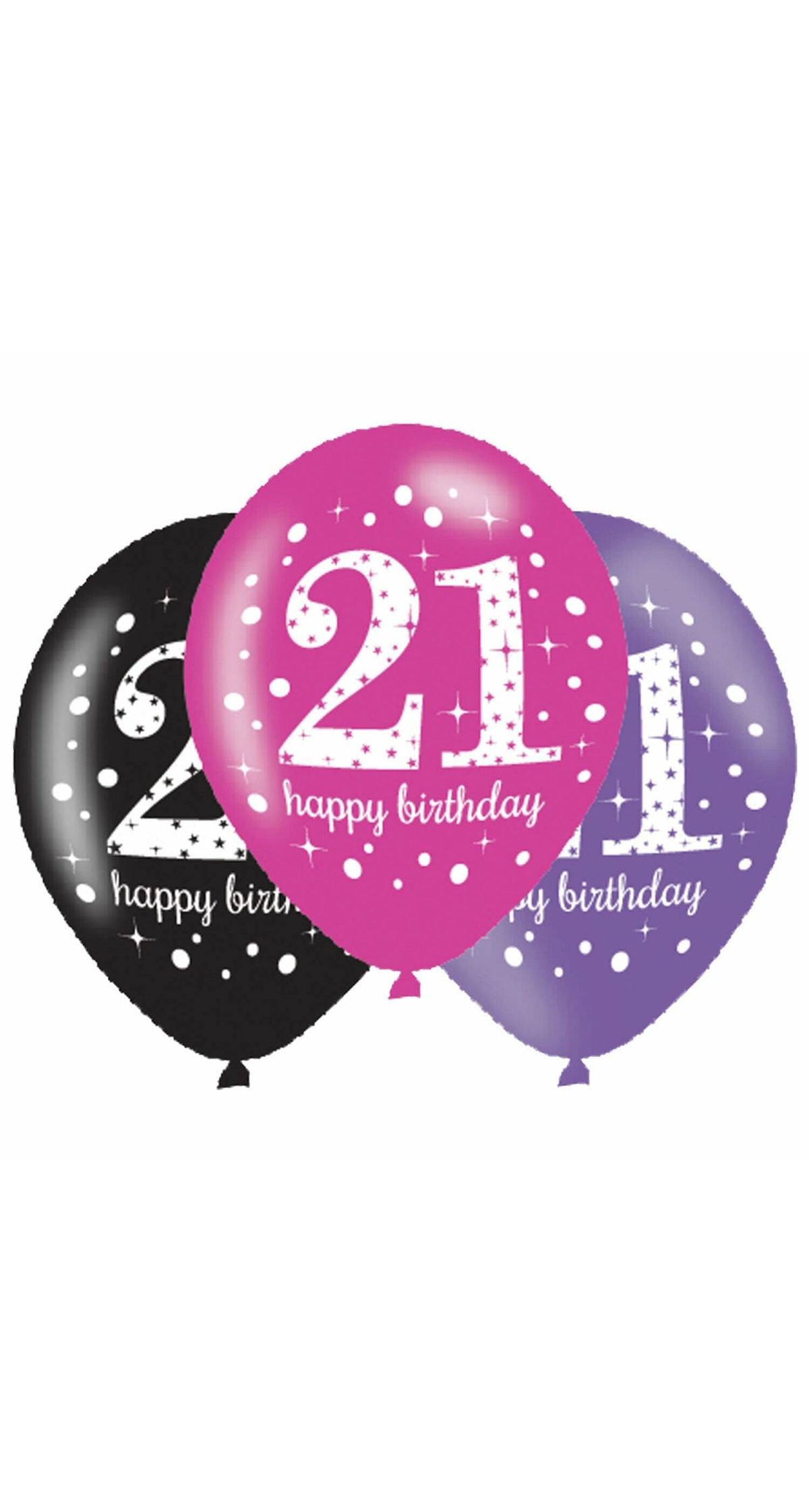 Happy 21th Birthday pin Mix Sparkling Celebration 11" Latex Balloons - 6pk