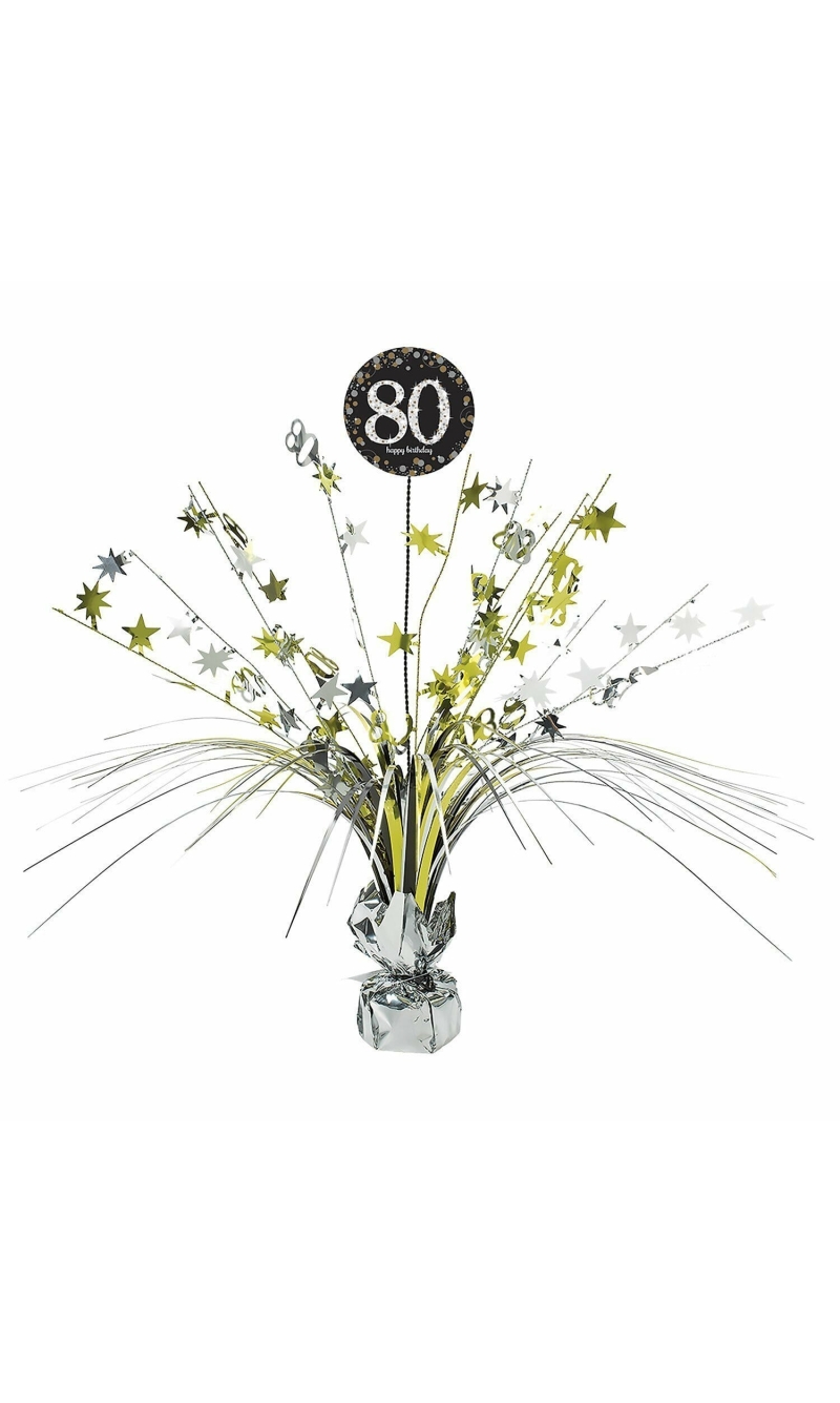 80th Birthday Gold Sparkling Celebration Centerpiece 46cm - 1pk