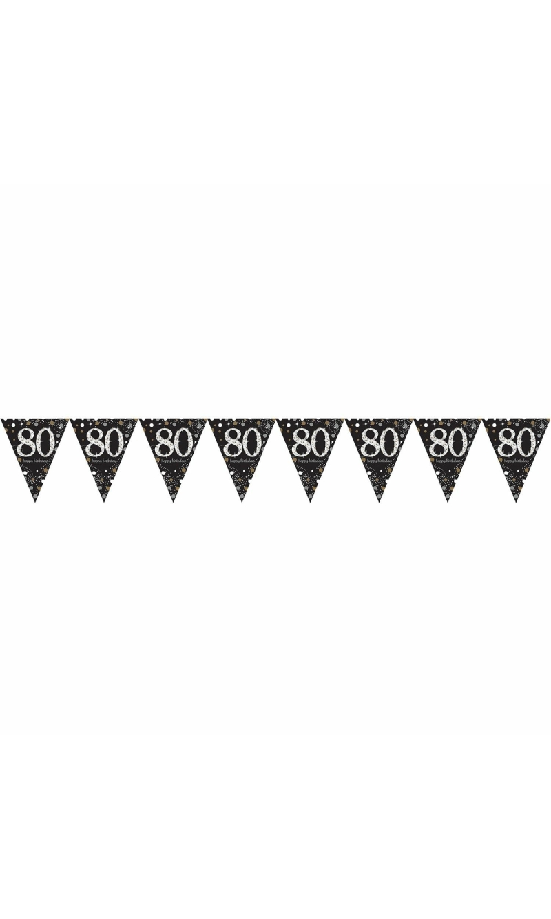 80th Gold Sparkling Celebration Plastic Flag Banner - 4m