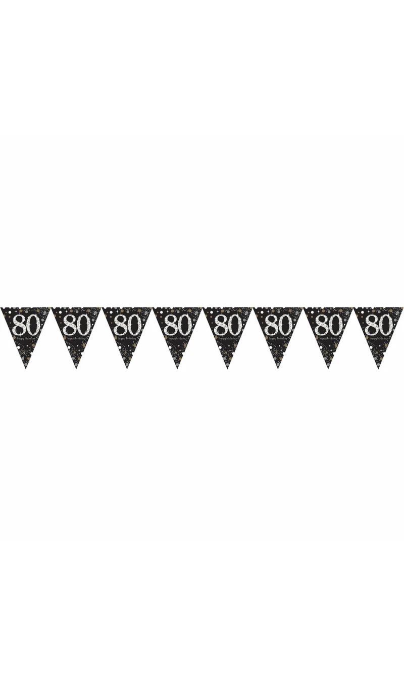 80th Gold Sparkling Celebration Plastic Flag Banner - 4m