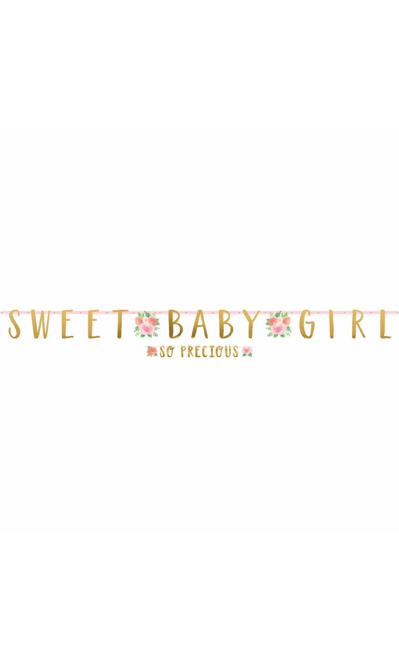Floral Sweet Baby Girl Banner 347 x 25.4cm / 182 x 12cm - 2pk