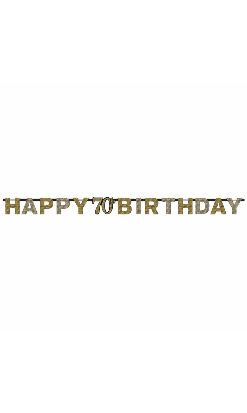 70th Gold Sparkling Celebration Paper Letter Banner - 2.13m