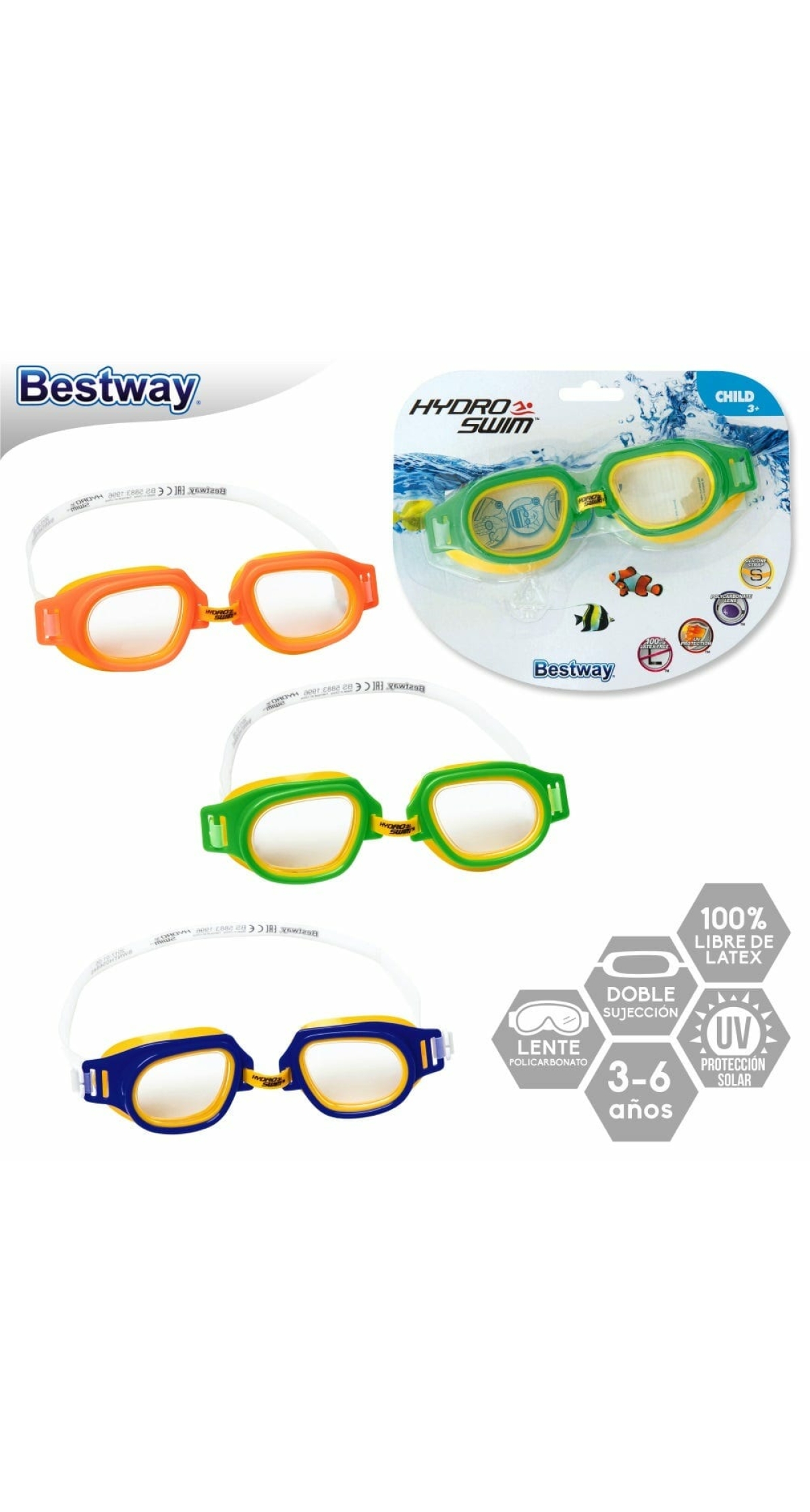 Bestway Hydro Swim Pro Champion Assorted Color Goggles for Age 3-6 Years (Online Only