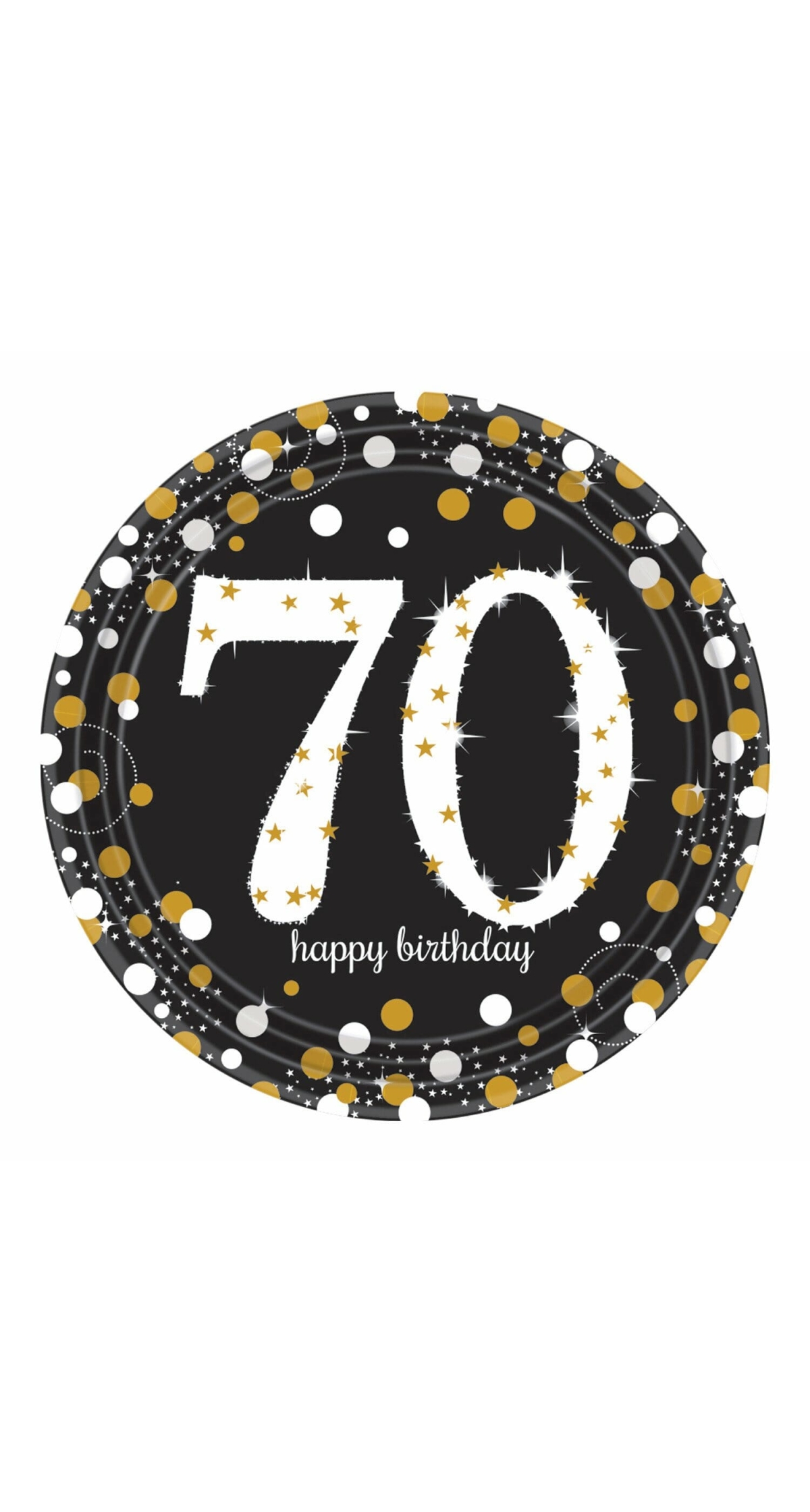 70th Gold Sparkling Celebration Paper Plates 22.9cm – 8pk
