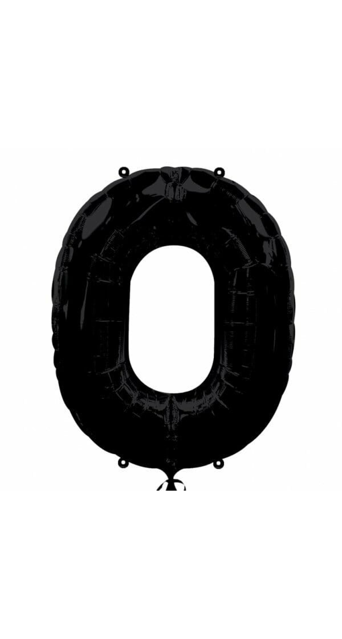 Black Number " 0 " Foil Balloon 34''