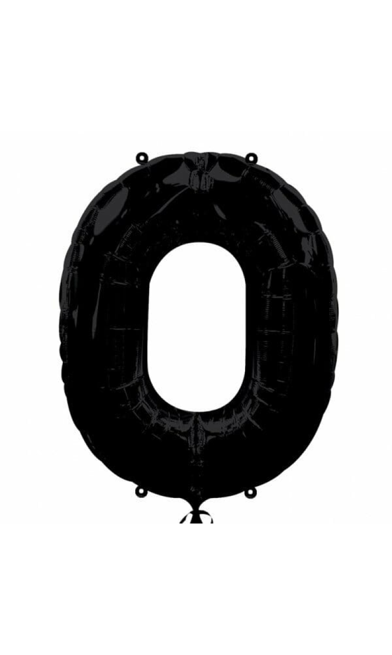 Black Number " 0 " Foil Balloon 34''