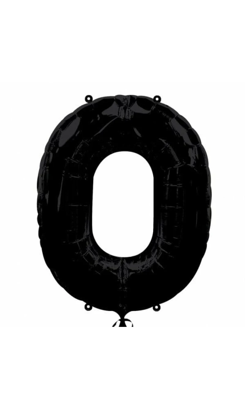 Black Number " 0 " Foil Balloon 34''