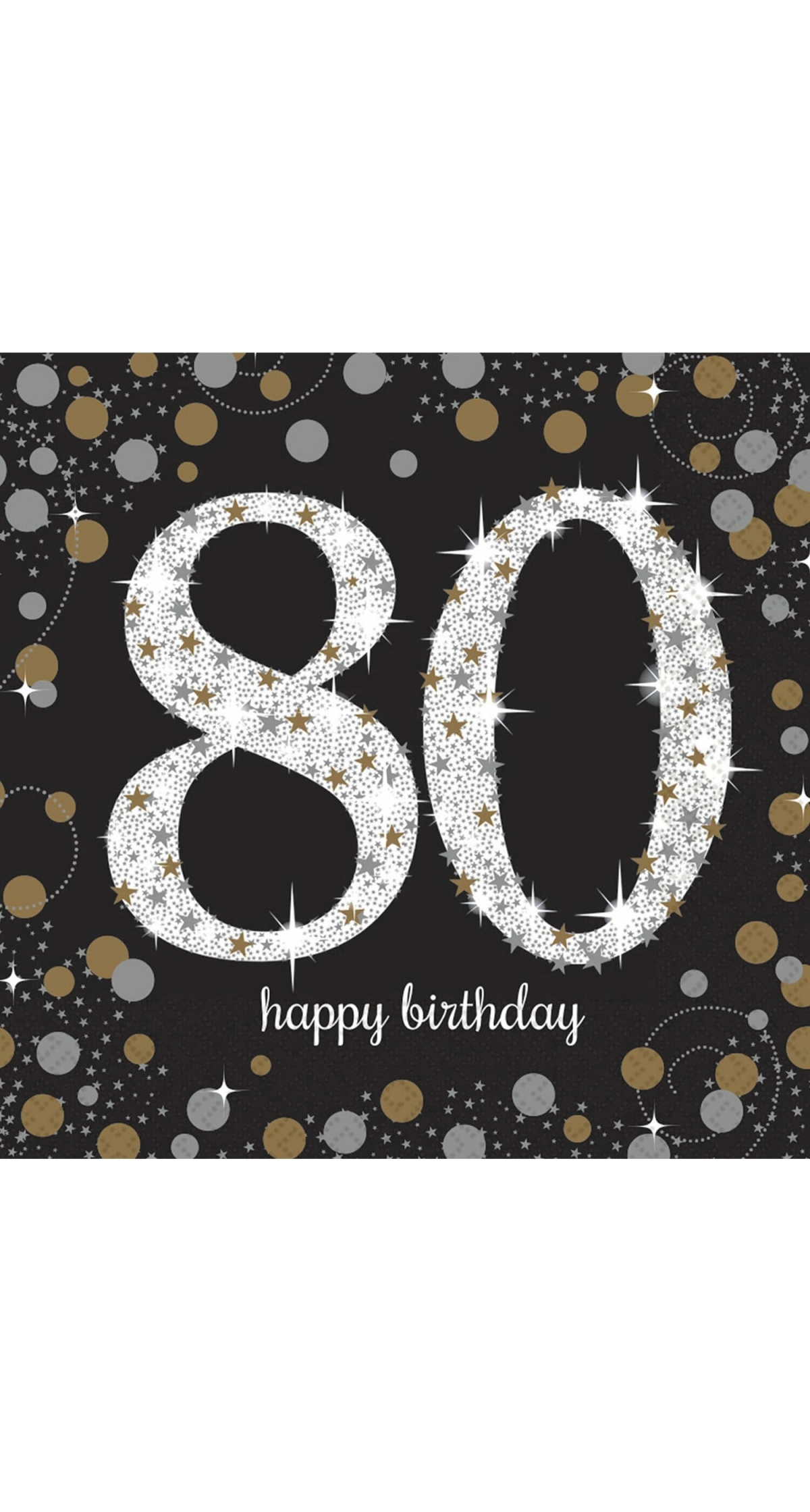 80th Gold Sparkling Celebration Napkins 33cm x 33cm - 16pk