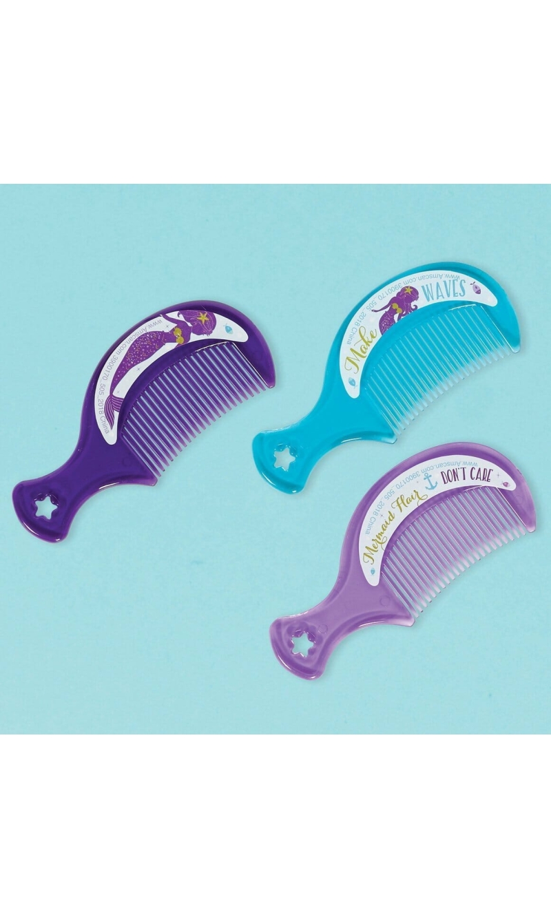 Mermaid Wishes Hair Combs Party Favours 9.3cm x 3.9cm - 12pk