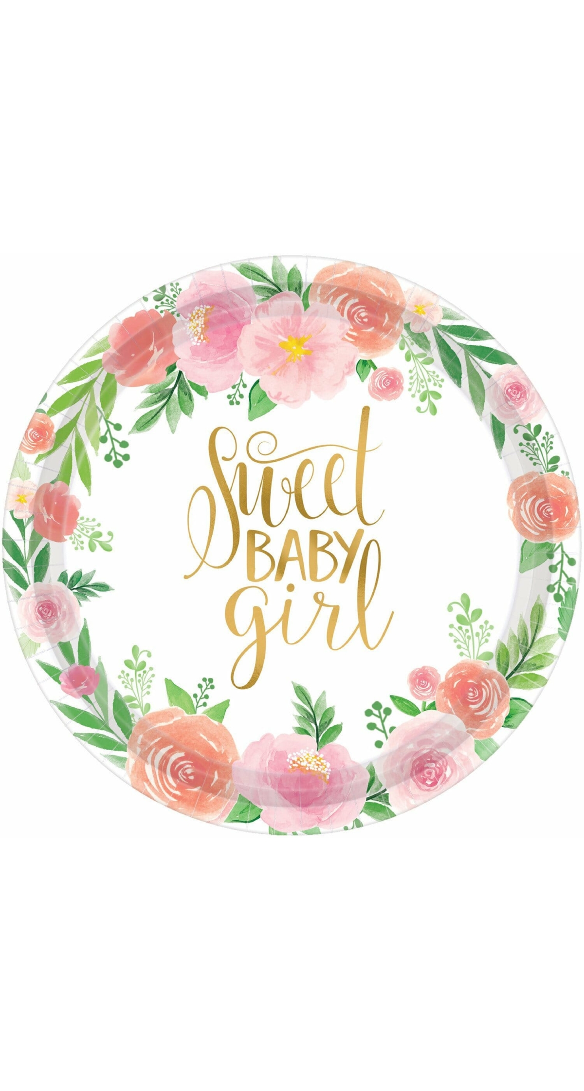 Floral Baby Paper Round Plates 26.7cm - 8pk