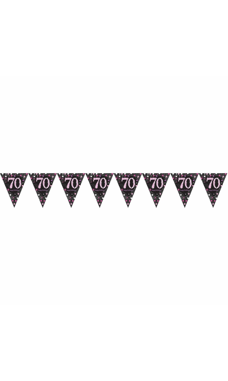Pennant Banner Pink Celebration age 70 Prismatic Foil - 4M