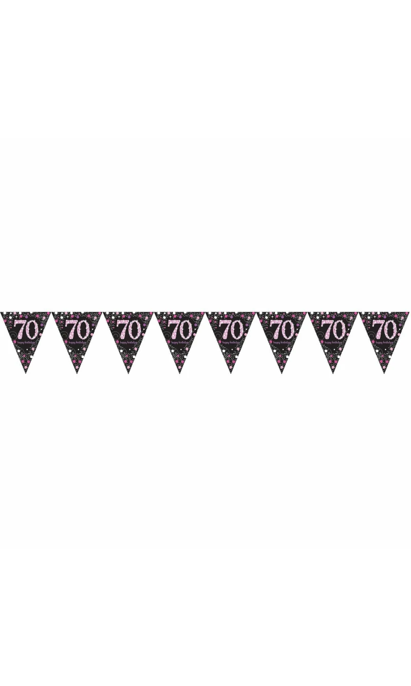 Pennant Banner Pink Celebration age 70 Prismatic Foil - 4M