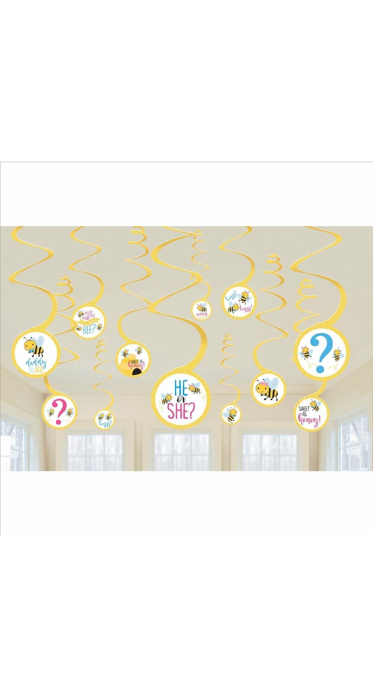 What Will It Bee? Hanging Swirl Decorations - 12pk