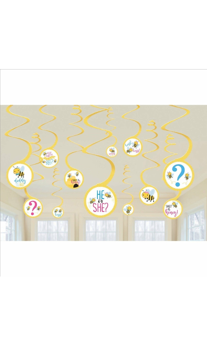 What Will It Bee? Hanging Swirl Decorations - 12pk
