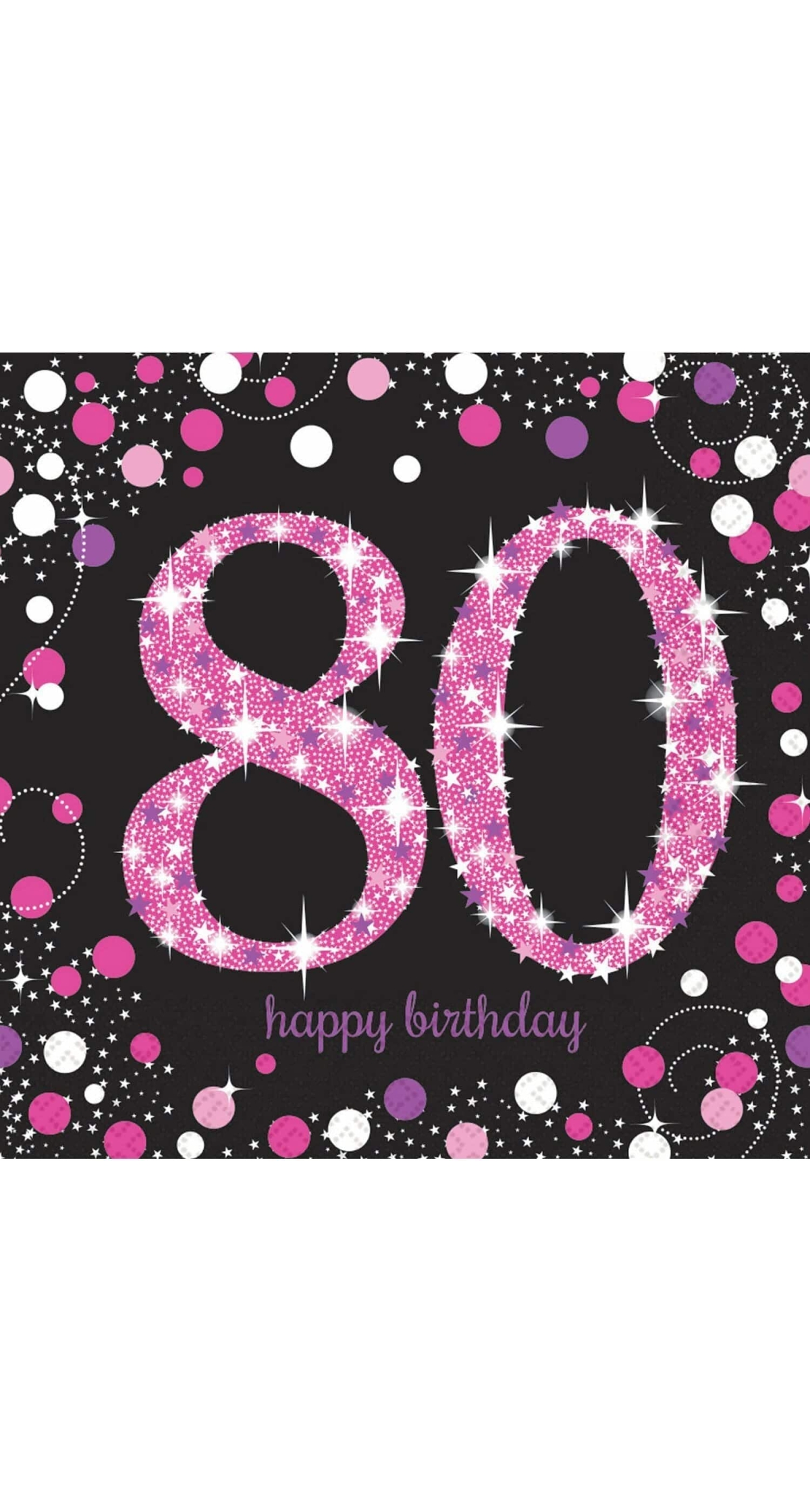 80th Pink Sparkling Celebration Napkins 33cm x 33cm - 16pk