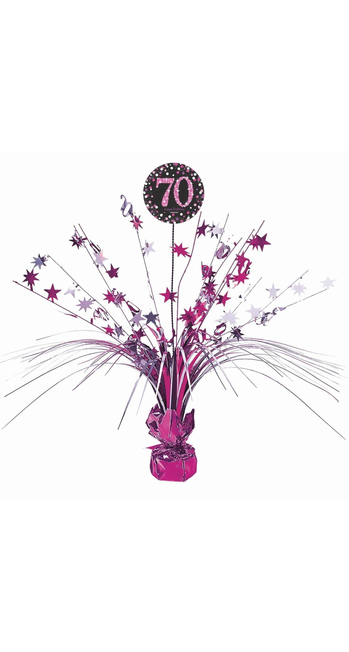70th Birthday Pink Sparkling Celebration Centerpiece 46cm - 1pk