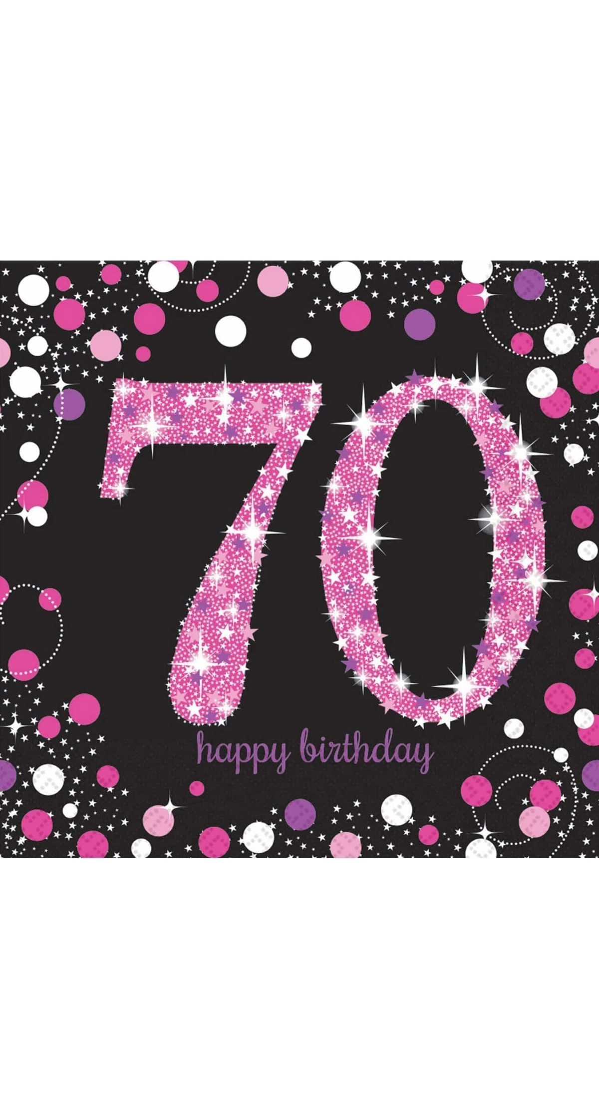 70th Pink Sparkling Celebration Napkins 33cm x 33cm - 16pk
