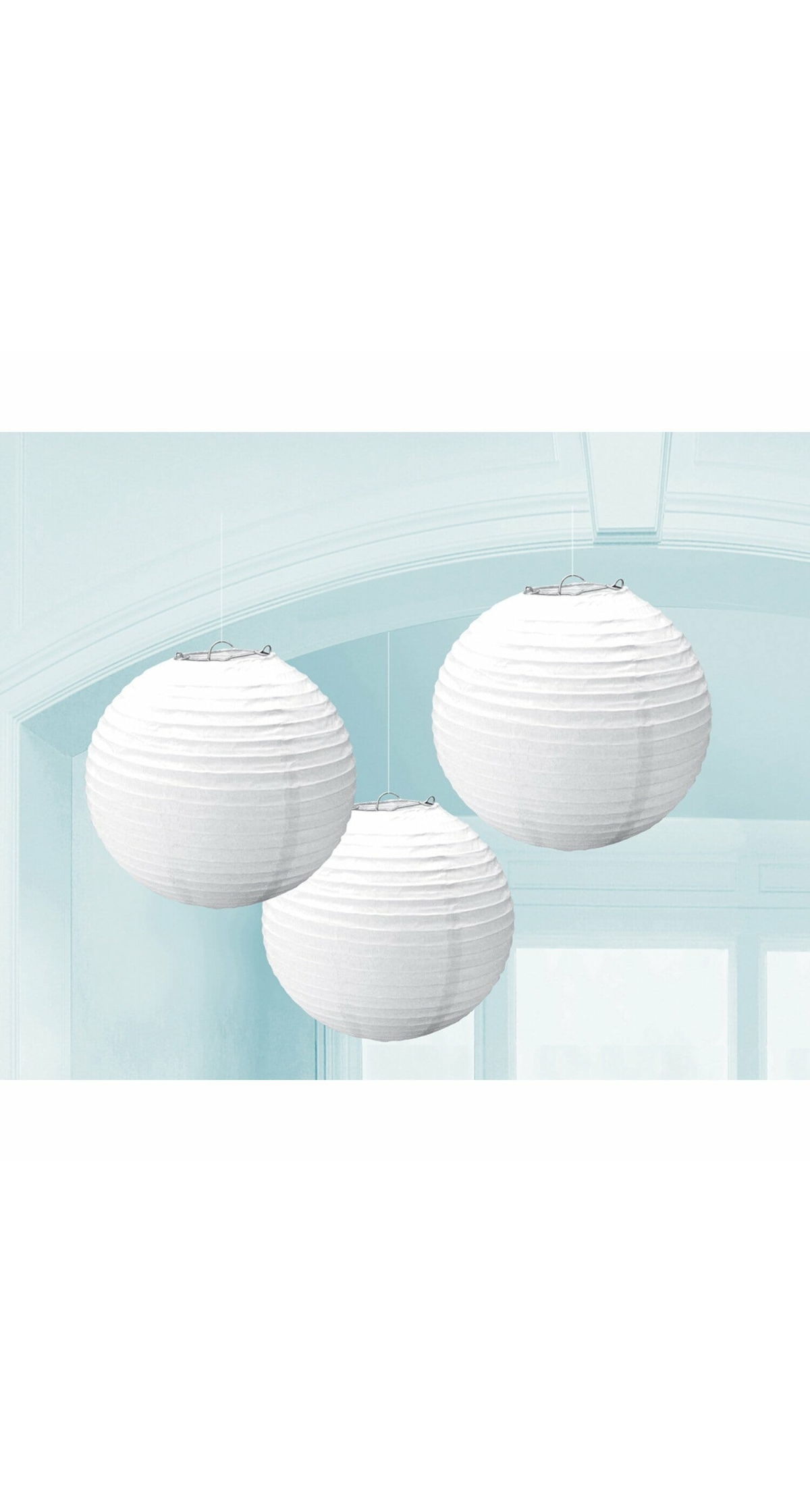 White Paper Lantern Decorations 24.1cm - 3pk