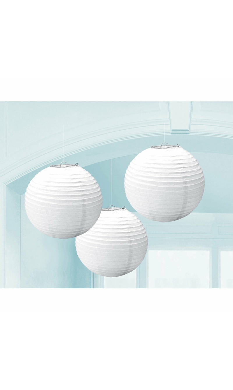 White Paper Lantern Decorations 24.1cm - 3pk