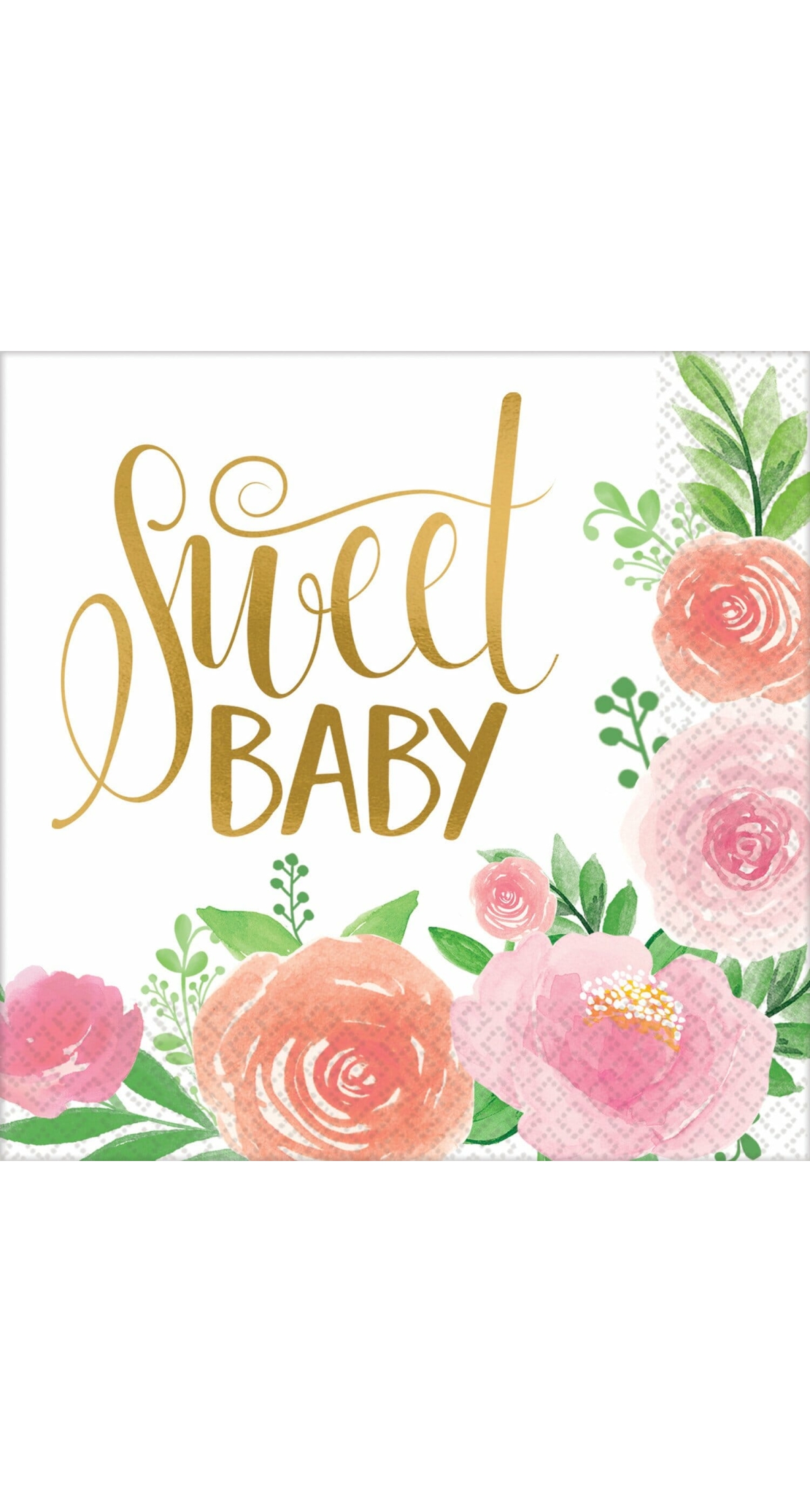 Floral Baby Napkins 33cm x 33cm - 16pk