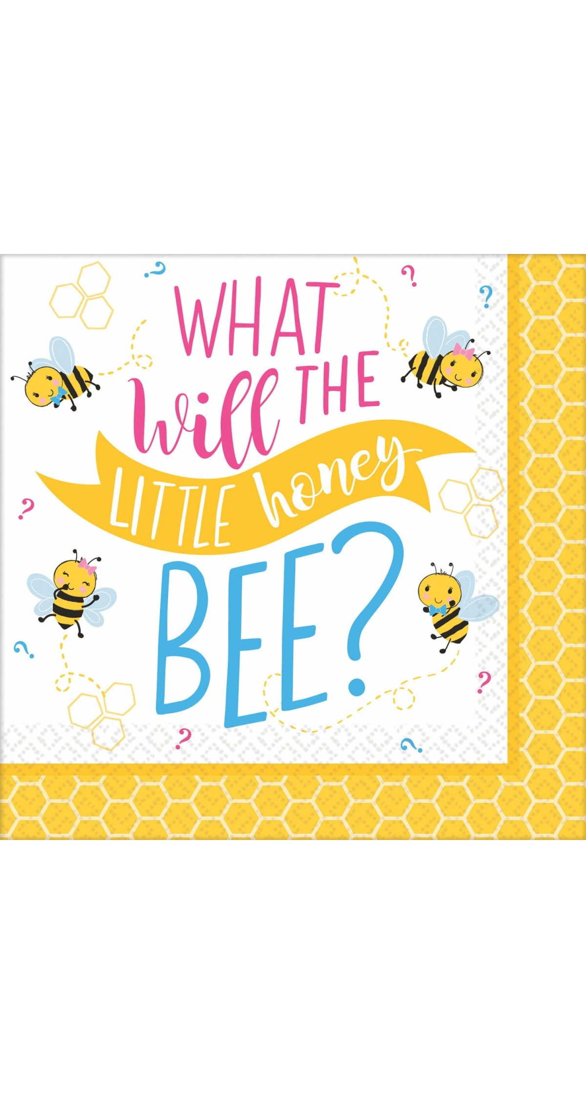 What Will It Bee? Beverage Napkins 25cm x 25cm - 16pk