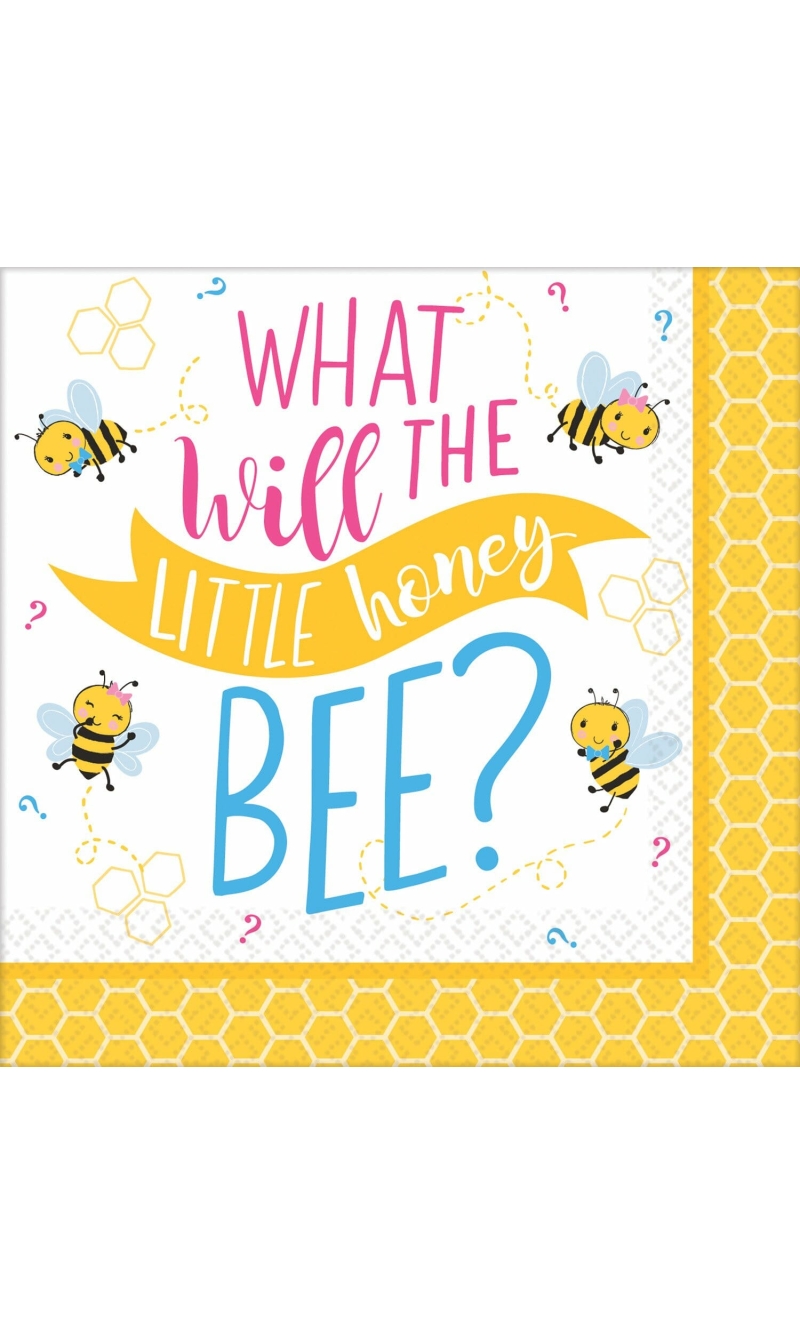 What Will It Bee? Beverage Napkins 25cm x 25cm - 16pk
