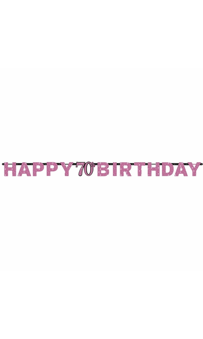 70th Pink Sparkling Celebration Paper Letter Banner - 2.13m