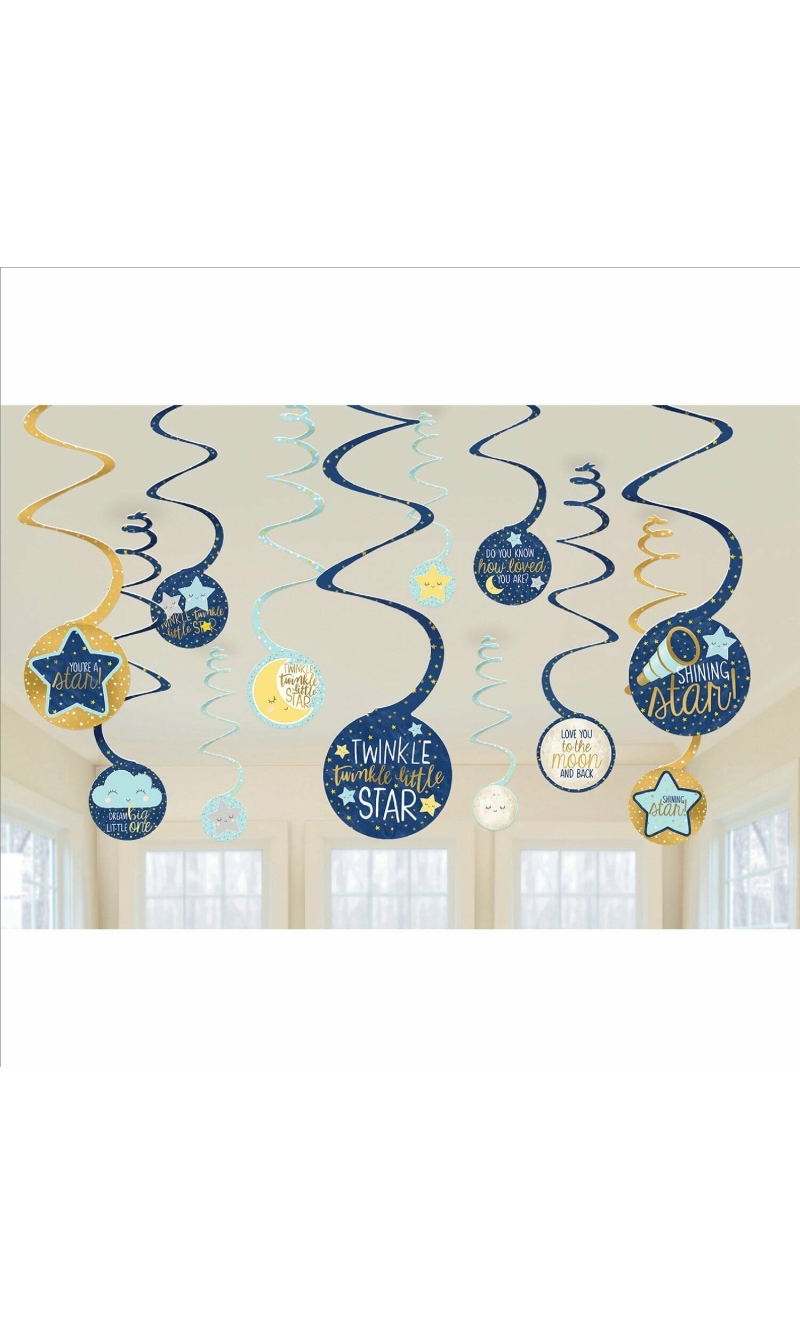 Twinkle Little Star Swirl Decorations - 12pk