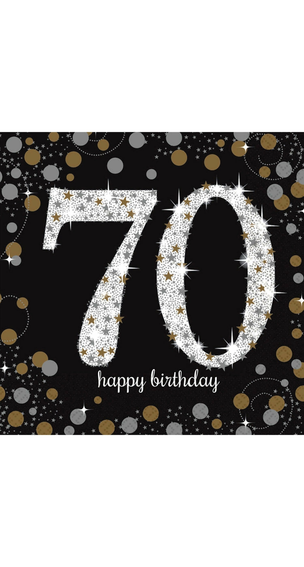 70th Gold Sparkling Celebration Napkins 33cm x 33cm - 16pk